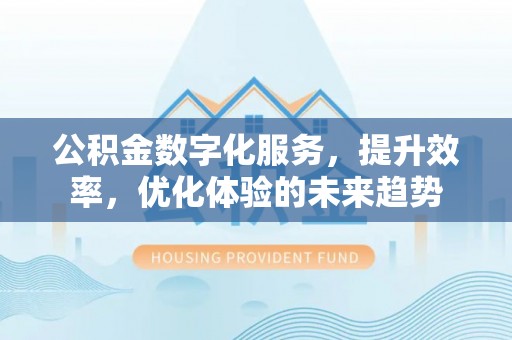 桓仁公积金数字化服务，提升效率，优化体验的未来趋势